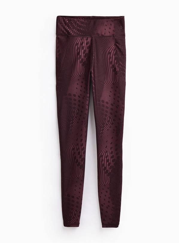REAKTIV Dark Red Printed High Waisted Everyday Full Length Legging XS